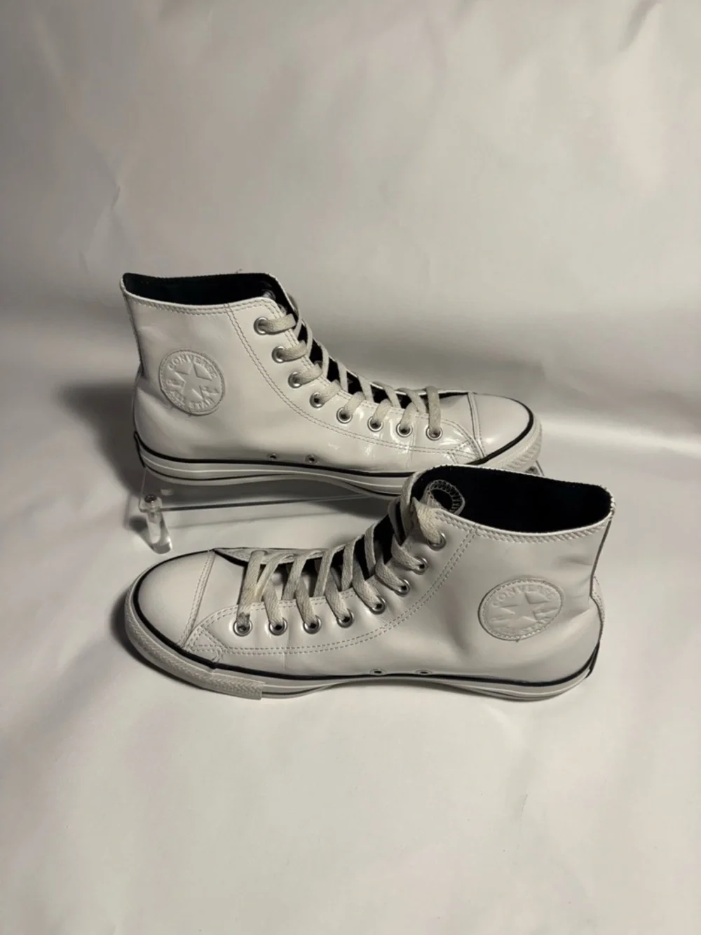 Converse Chuck Taylor Patent Leather White High Top Mens 9.5 Womens 11.5 - Picture 4 of 16